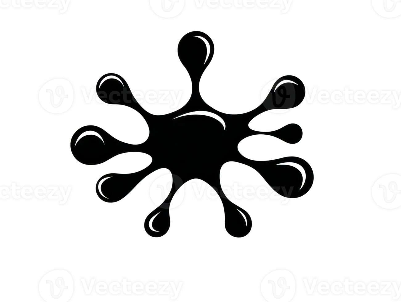 Black ink splash with irregular shape, isolated on transparent background, suitable for creative design, abstract art, or grunge effect, conveying bold and dynamic visual impression png