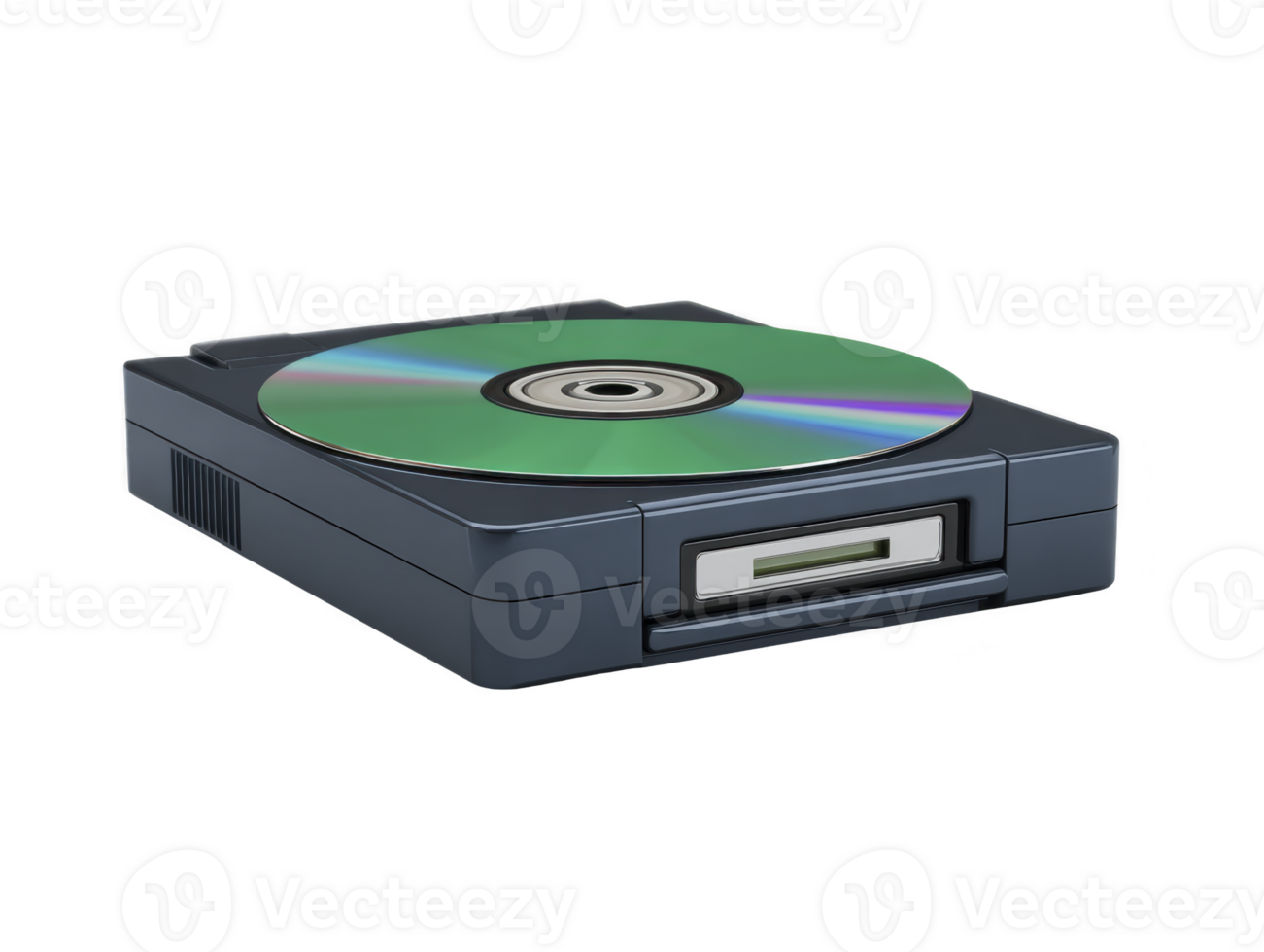 externo ótico disco dirigir com compactar disco em principal, isolado em transparência fundo, mostrando moderno dados armazenamento tecnologia e retro Projeto para computador ou meios de comunicação usar png