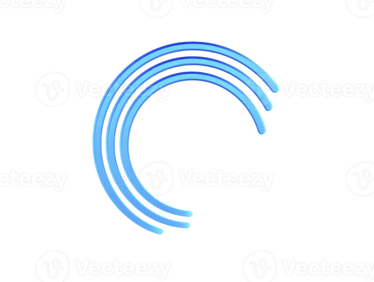 Blue curved lines form modern abstract circular shape on transparent background, creating minimal and futuristic design suitable for technology or digital themes png