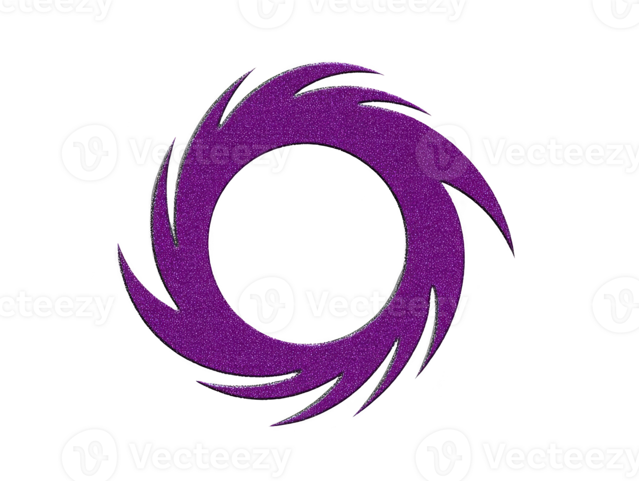 Purple glitter swirl circle, abstract spiral design with sparkling texture, isolated on transparent background, modern decorative element for creative projects, energetic and dynamic visual style png