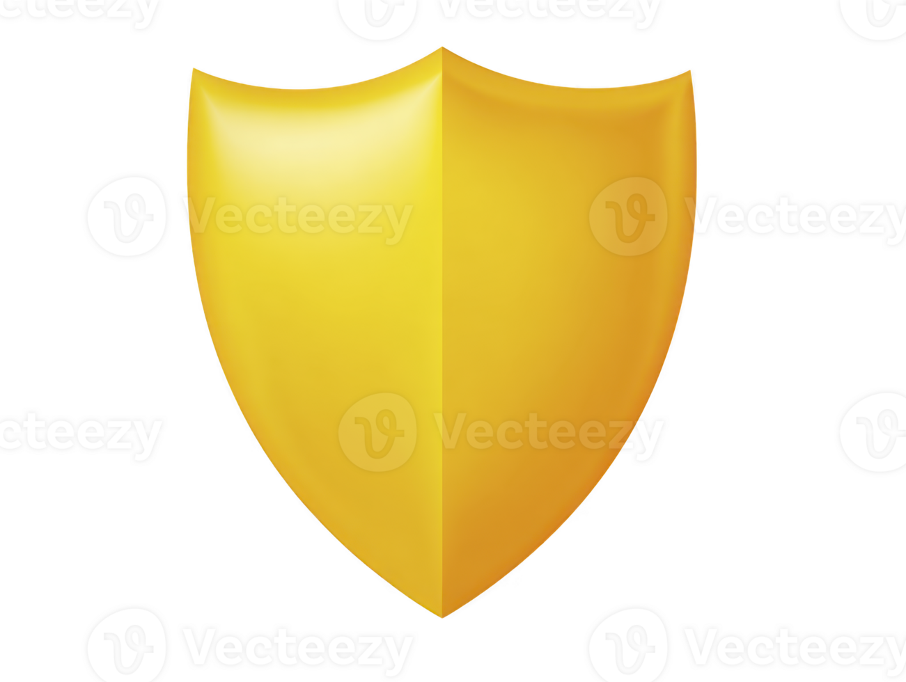 Golden shield icon shiny metallic surface symbolizing protection security and safety isolated on transparent background suitable for digital design web or app interface modern and clean style png