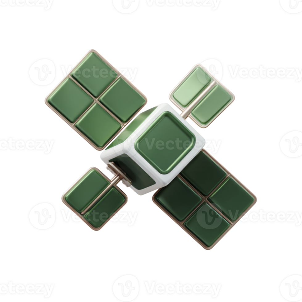 verde geometrico rotante elemento con piazze e cubo su trasparente sfondo png