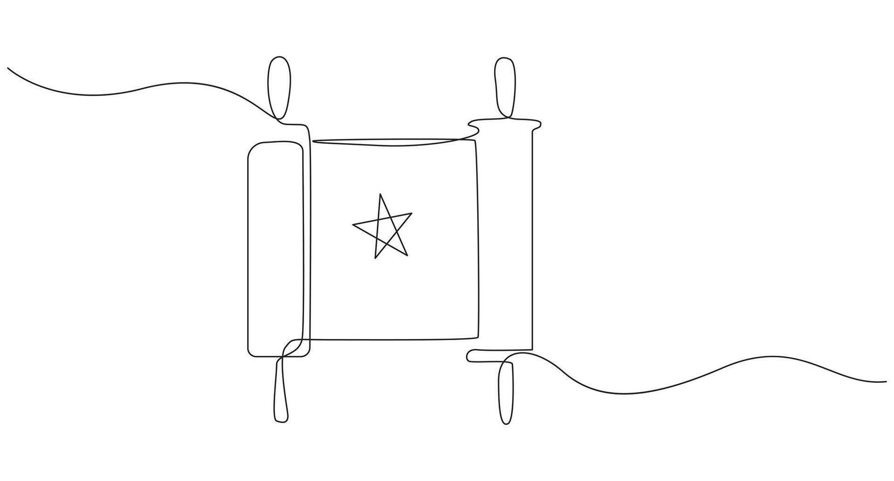 continuo línea dibujo de un Tora Desplazarse con estrella de david vector