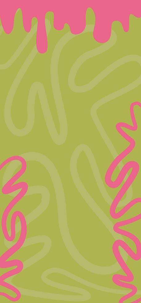 single vertical abstract background featuring green and pink organic swirl shapes with dripping edges. vector