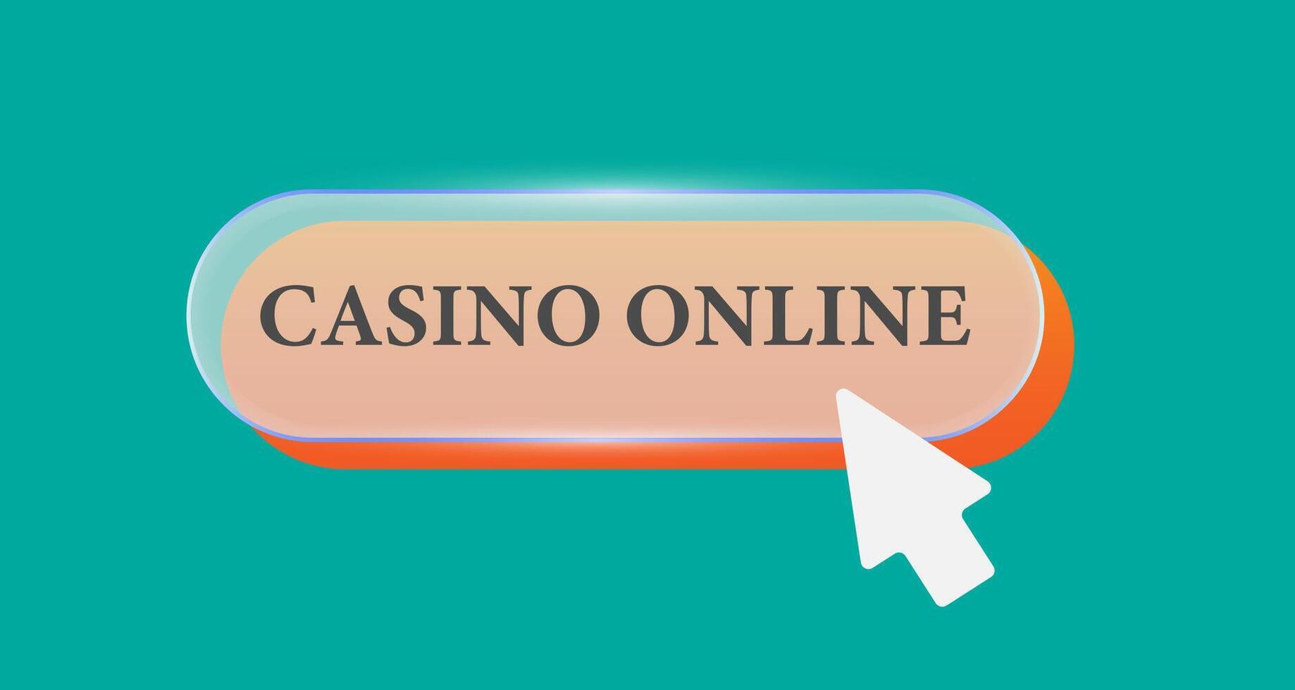 The online casino button.The button for creating glass morphism from transparent glass on a light background vector