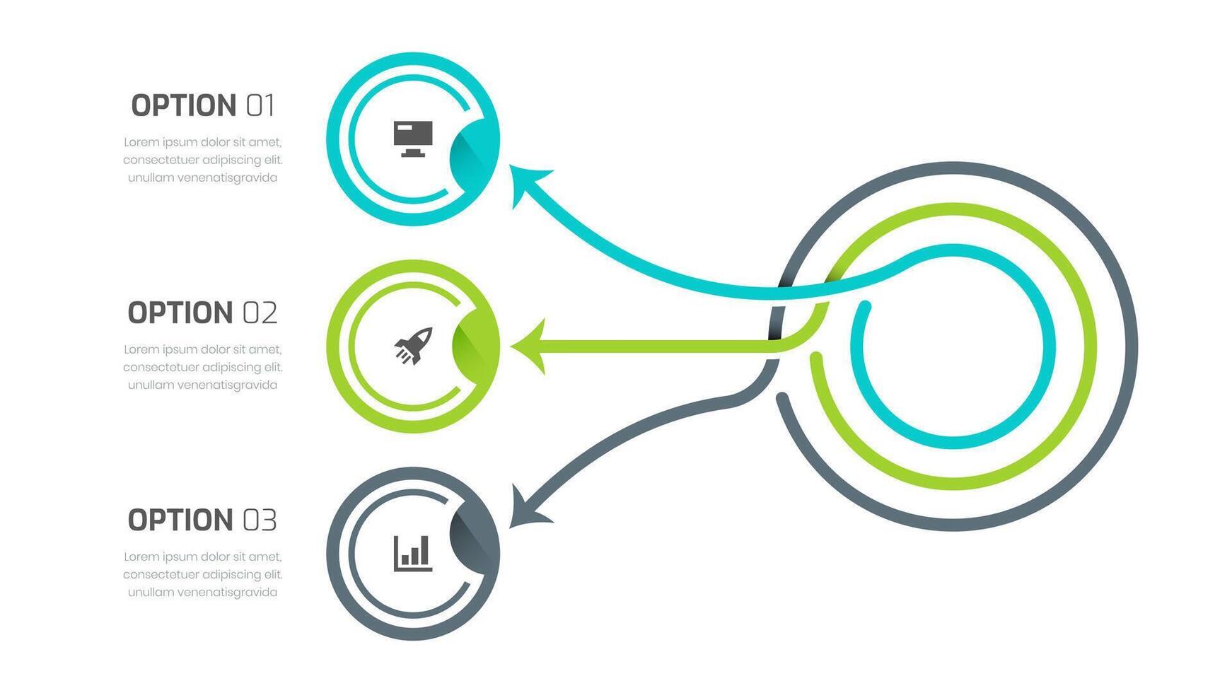 Business Infographic Template with Thin Line, Circle Label, 3 Options and Icon for Presentation vector