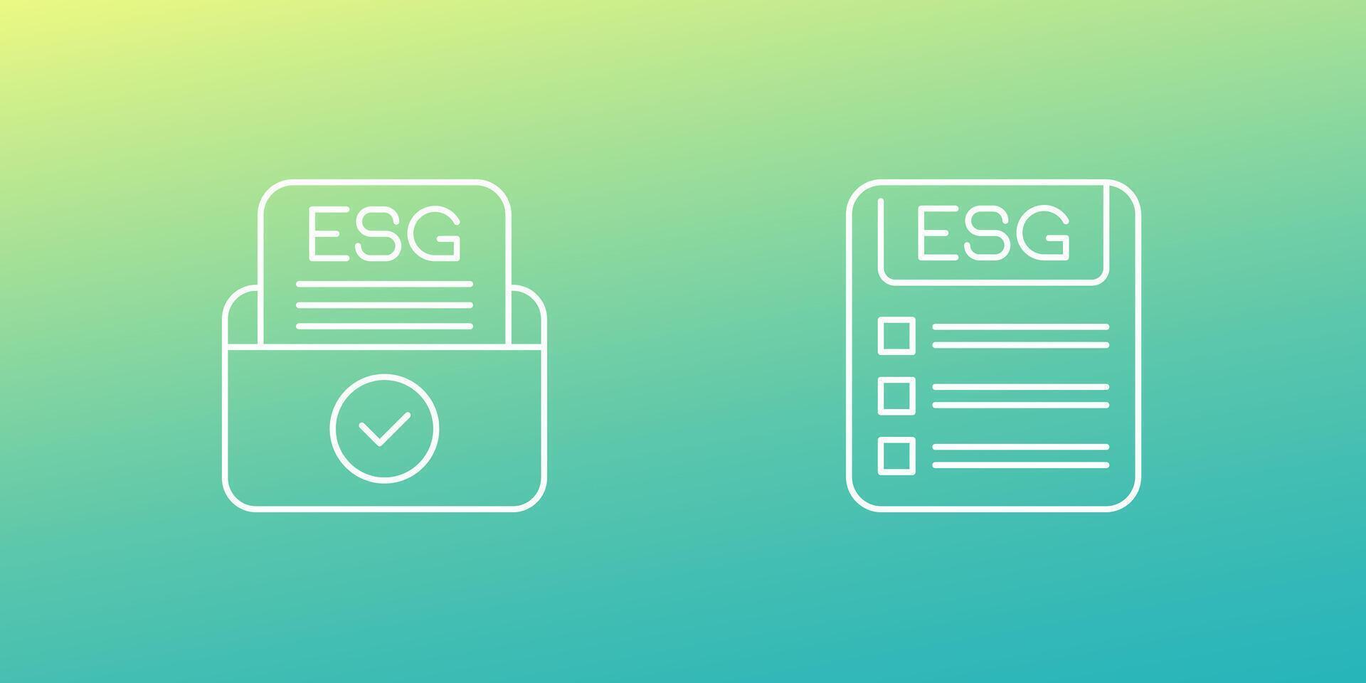 ESG icons with a checklist and document folder, line design vector