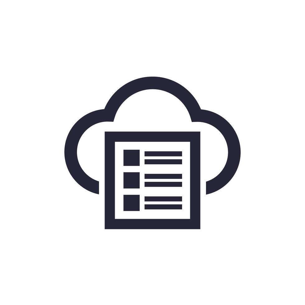Checklist icon with a cloud, pictogram on white vector