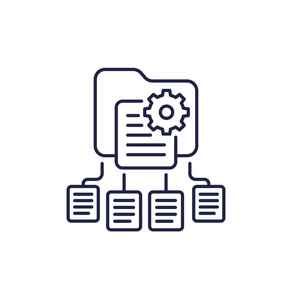 classification line icon with folder and documents vector