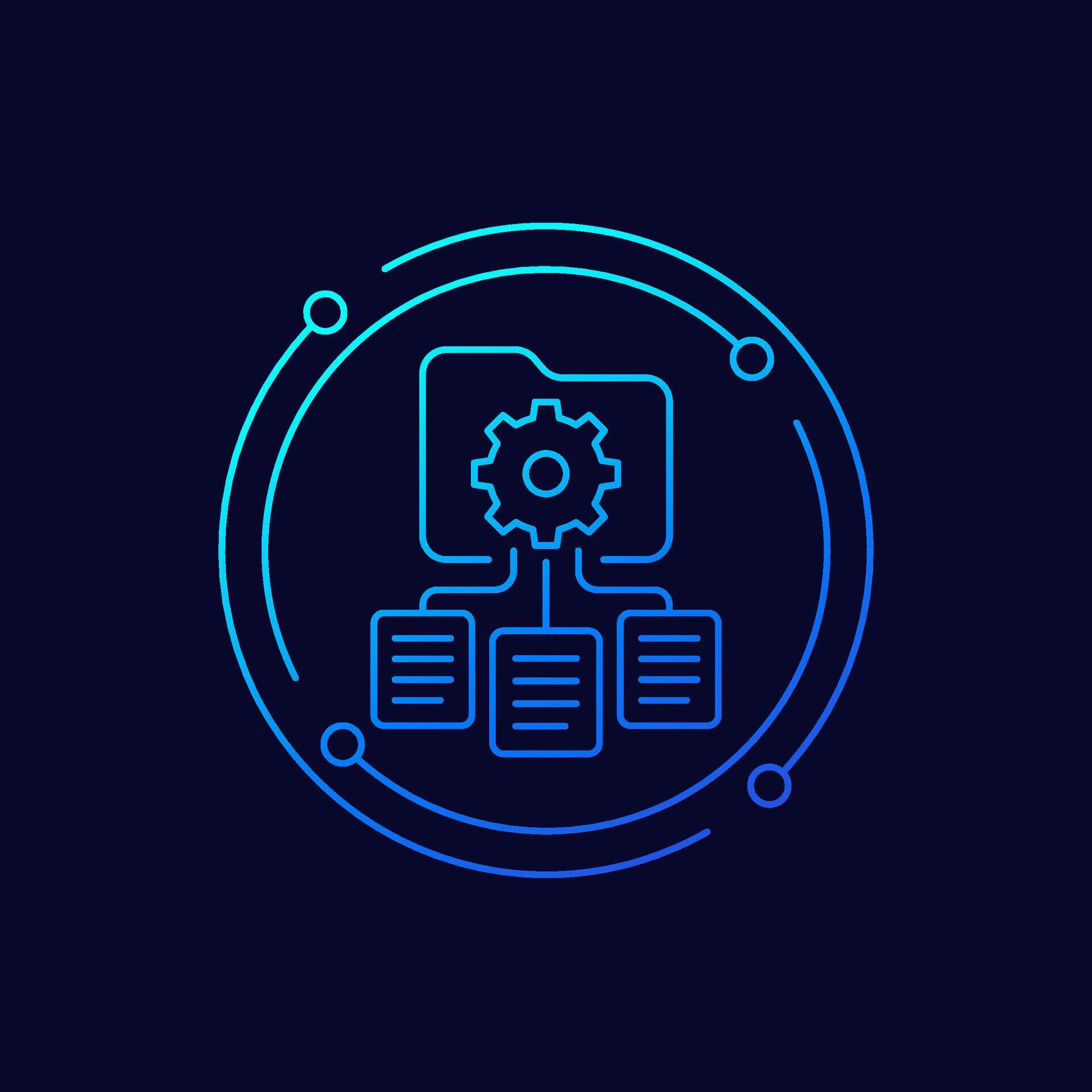 classification icon with folder, data management, linear design ...