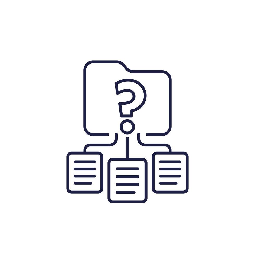 classification icon with a folder, unknown category line vector