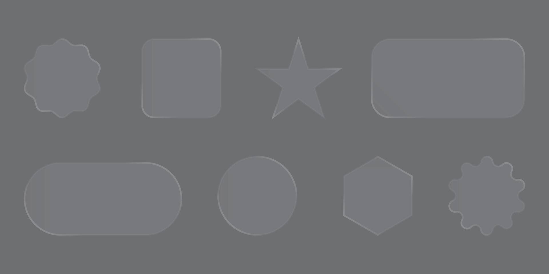 Glassmorphism UI Elements Collection. Transparent Frosted Geometric Shapes Set. vector