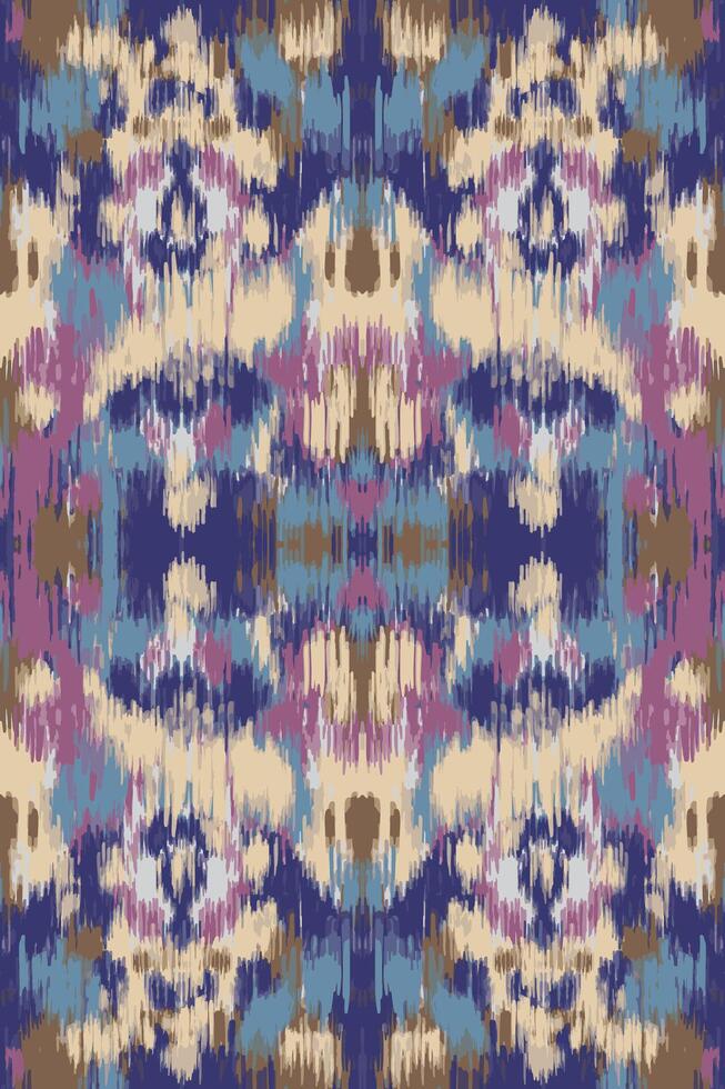 Ikat Pattern, Abstract Texture Seamless Print, Dimensional Boho Fabric vector