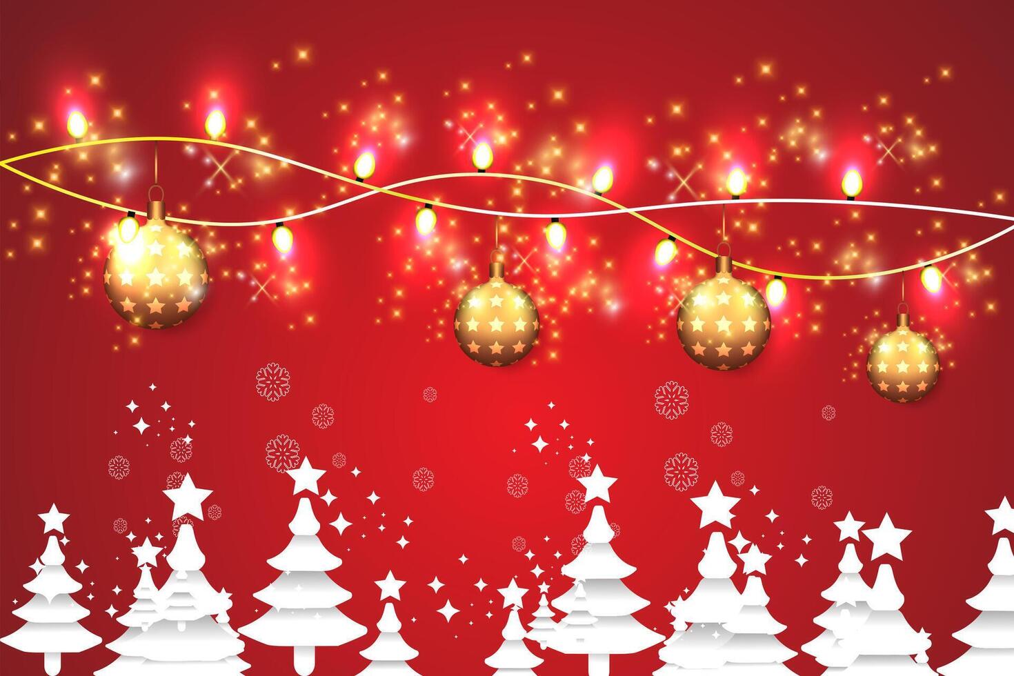 Christmas background with christmas tree and lights. Illustration. for banner, web design template, flyer card, greeting card, background calendar vector