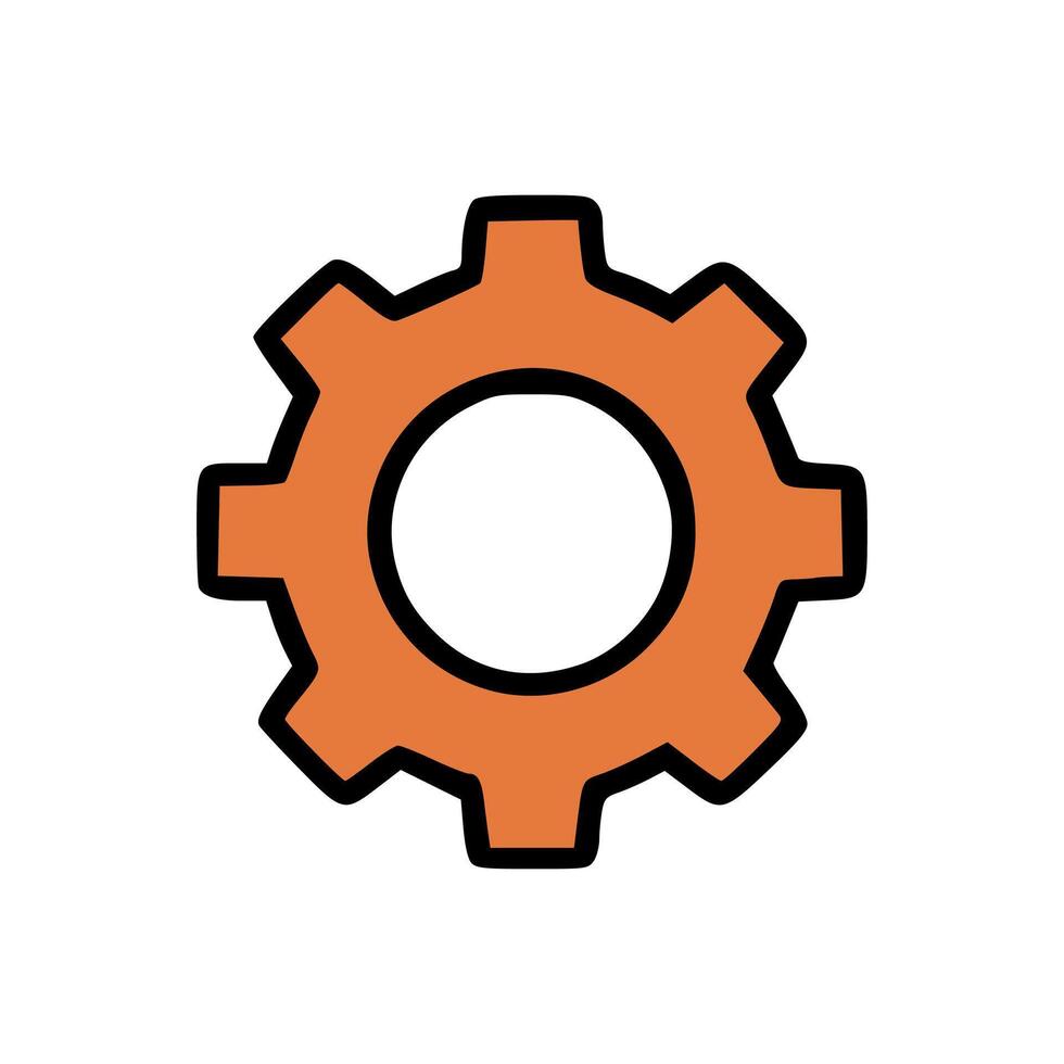 Modern Flat Style Gear Icon for User Interface Preferences and Tech Customization vector