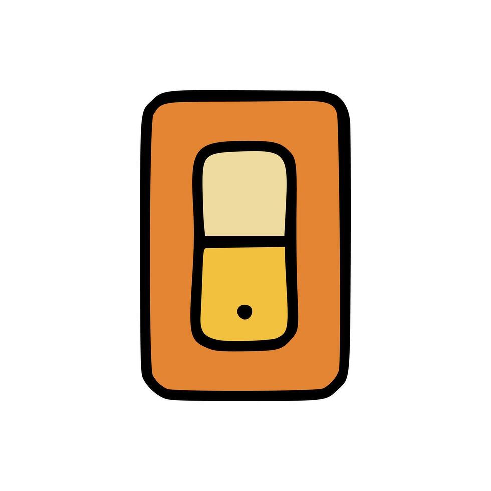 Minimalist Flat Icon of Toggle Light Switch in Orange Frame with Beige and Yellow Button vector