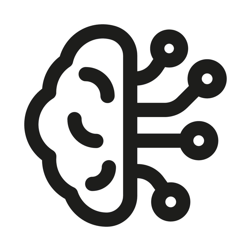Innovative Artificial Brain icon representing AI, machine learning, intelligence, and smart technology vector