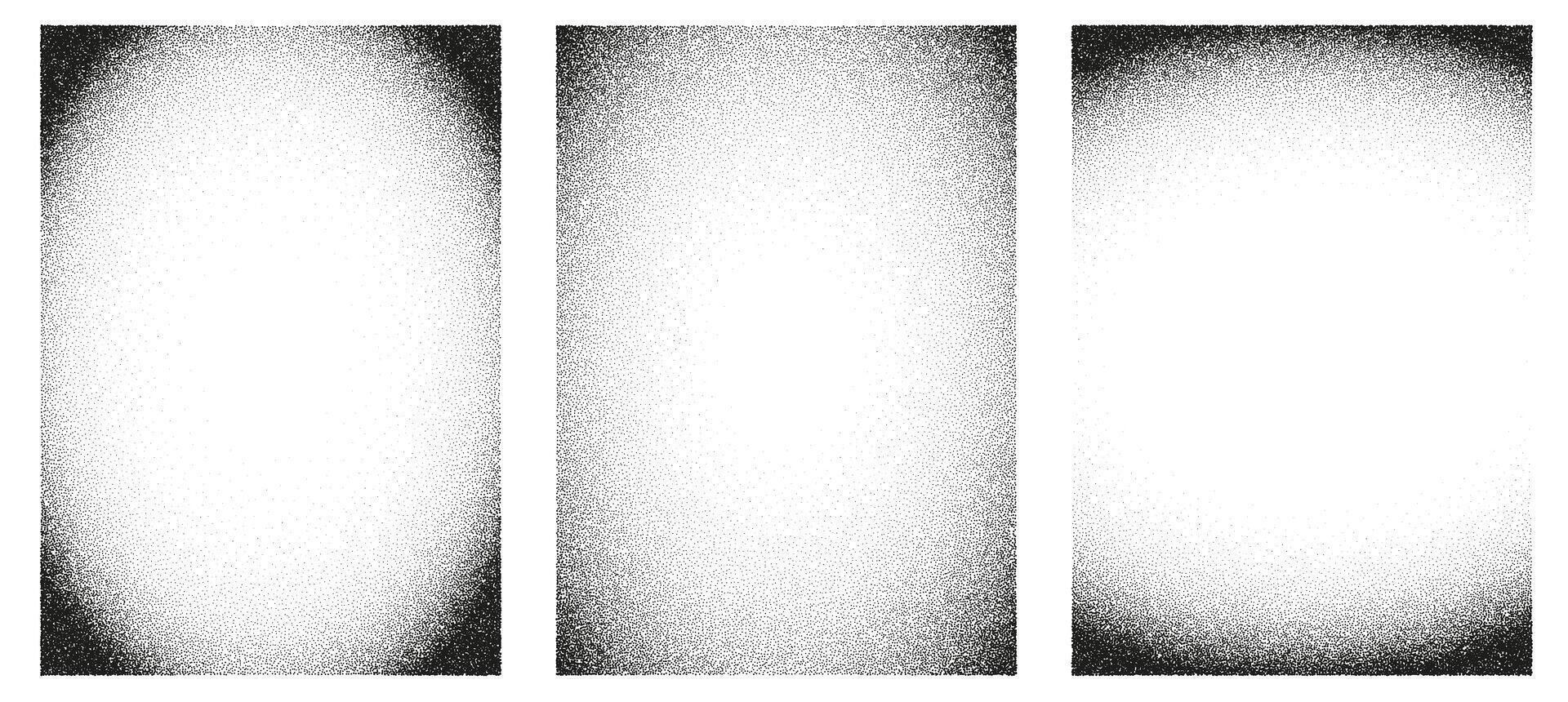 Set of vertical black gradient background with old film texture. Realistic transparent overlays with gritty and noise. Grainy vignette frames. distressed retro movie or photo negative effect vector