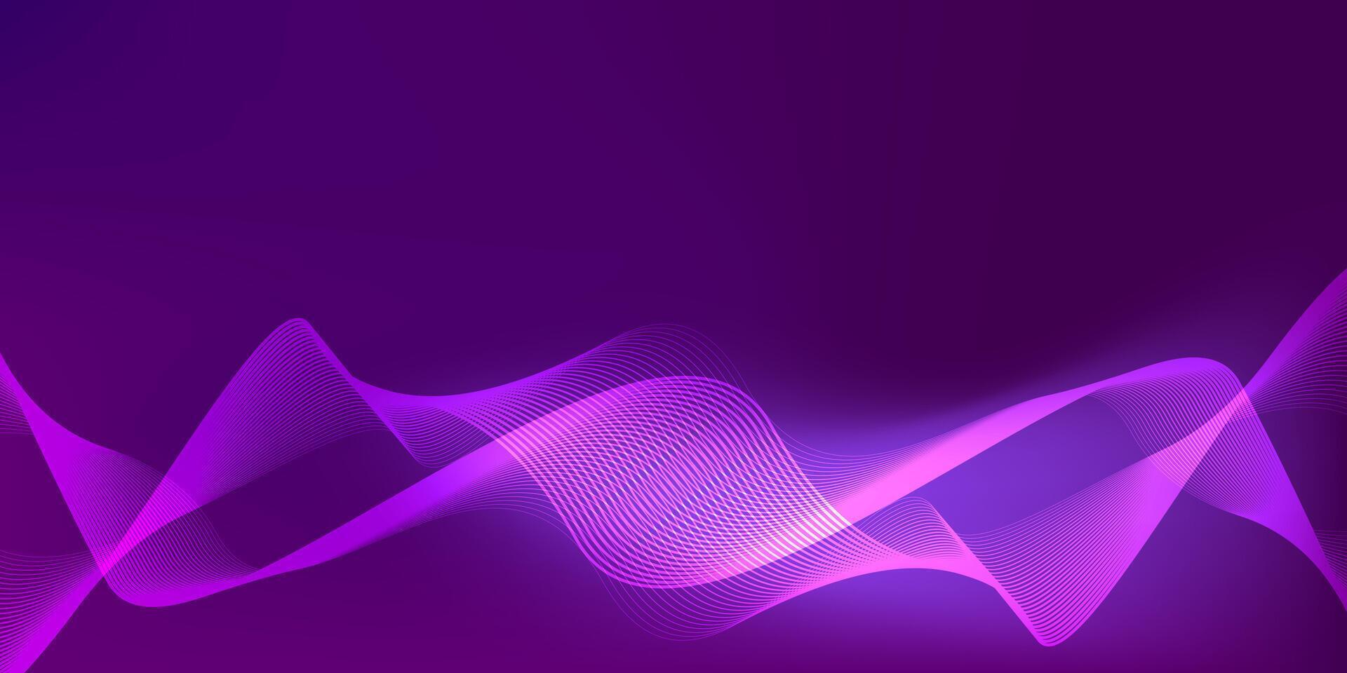 Soft gradient dark purple abstract background with flowing wavy line vector