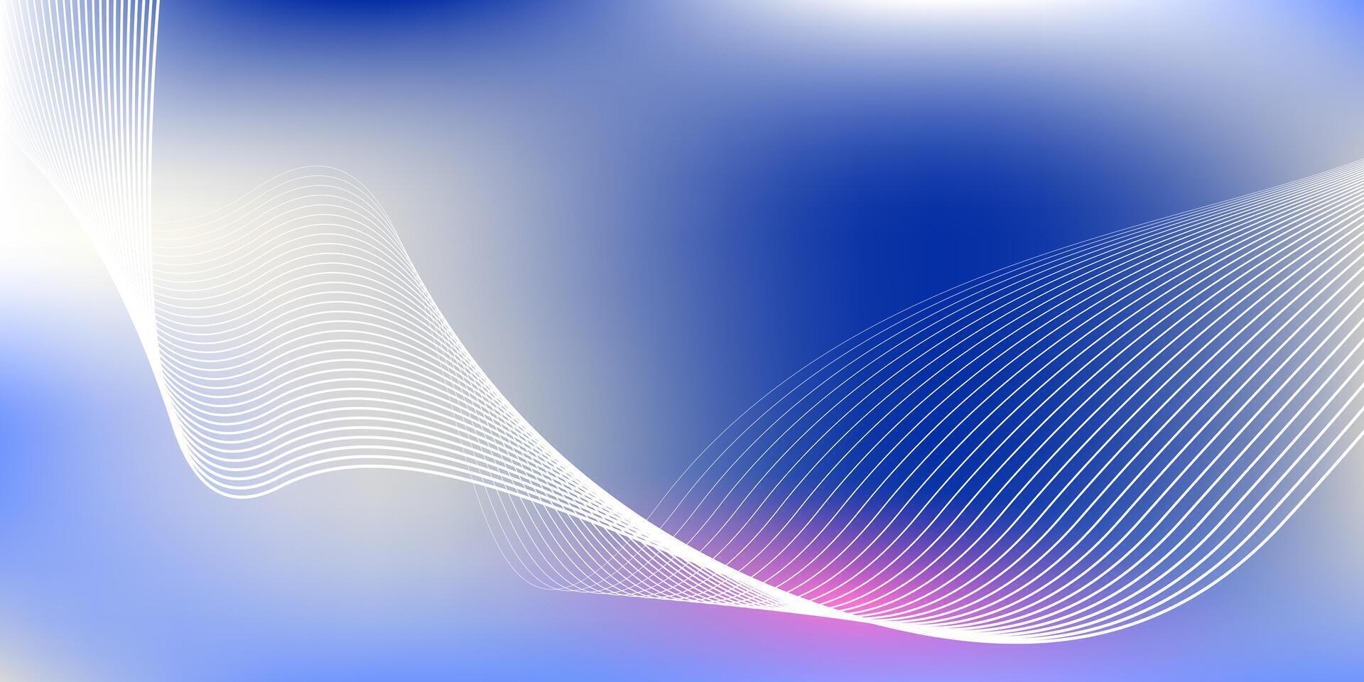 Abstract blue gradient background with shining lines waves. Minimalist background for banner poster vector