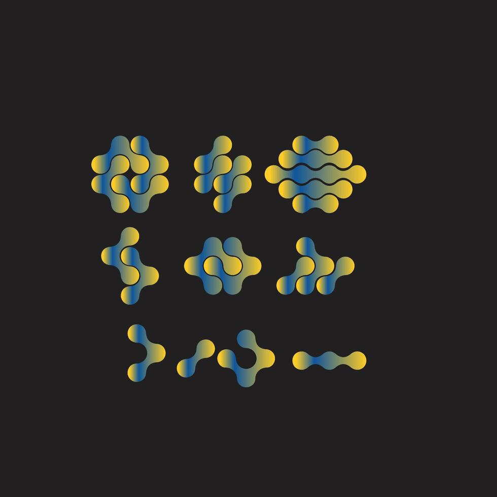 Technology connection logo design, fluid transition sign, integration abstract symbol. circles point movement, vector