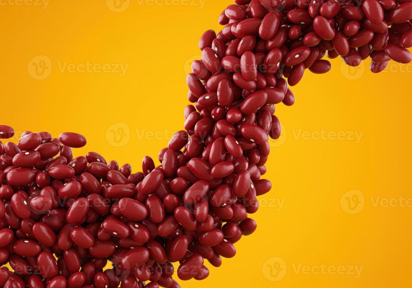 Abstract flow of dark red kidney beans creating a dynamic wave pattern photo