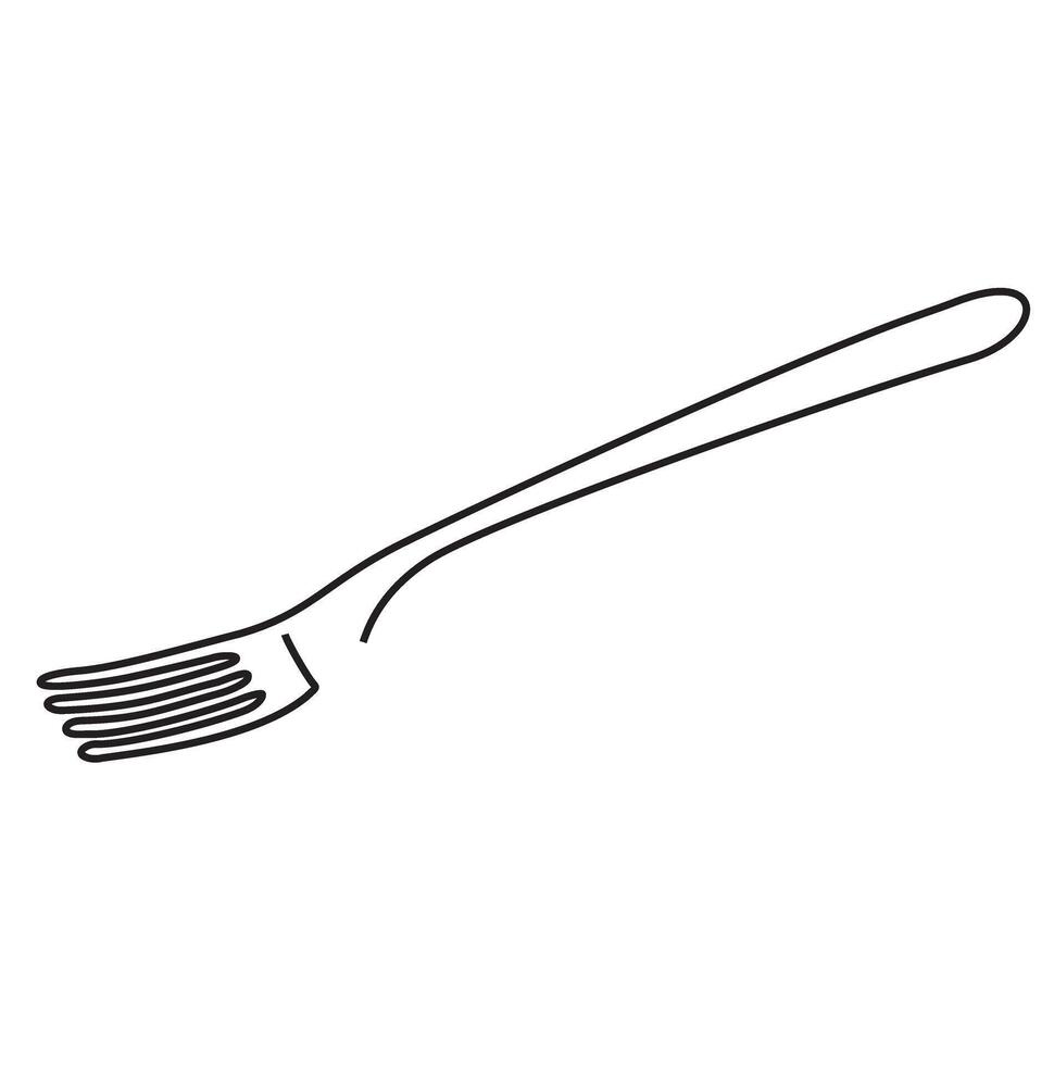 Fork logo with a single continuous line design on a white background vector