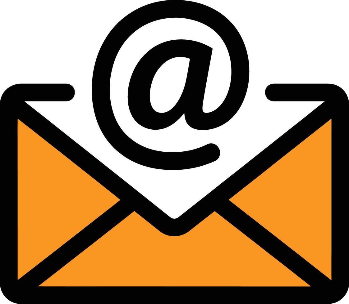Email Communication Icon with Envelope and At Symbol Representing Online Messaging Concept vector