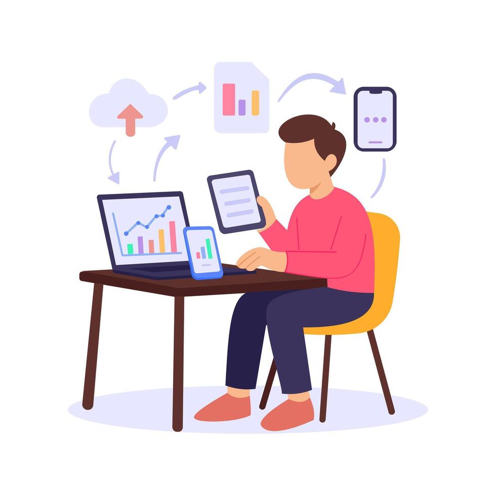 Data Gathering, collecting information from multiple sources vector