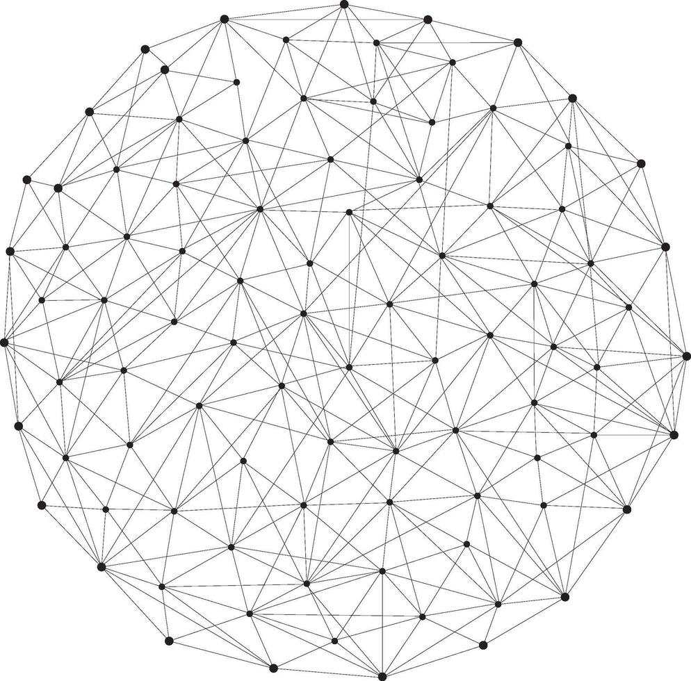 Global network circle connected dots and lines. Social network communication. Internet plexus technology vector
