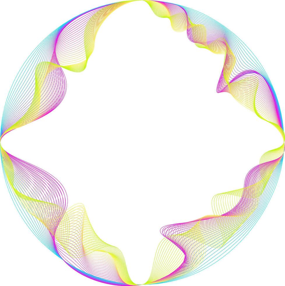 Circle ai technology. Abstract circle round frame wavy flowing on transparent background. Concept modern, technology, science, music. vector