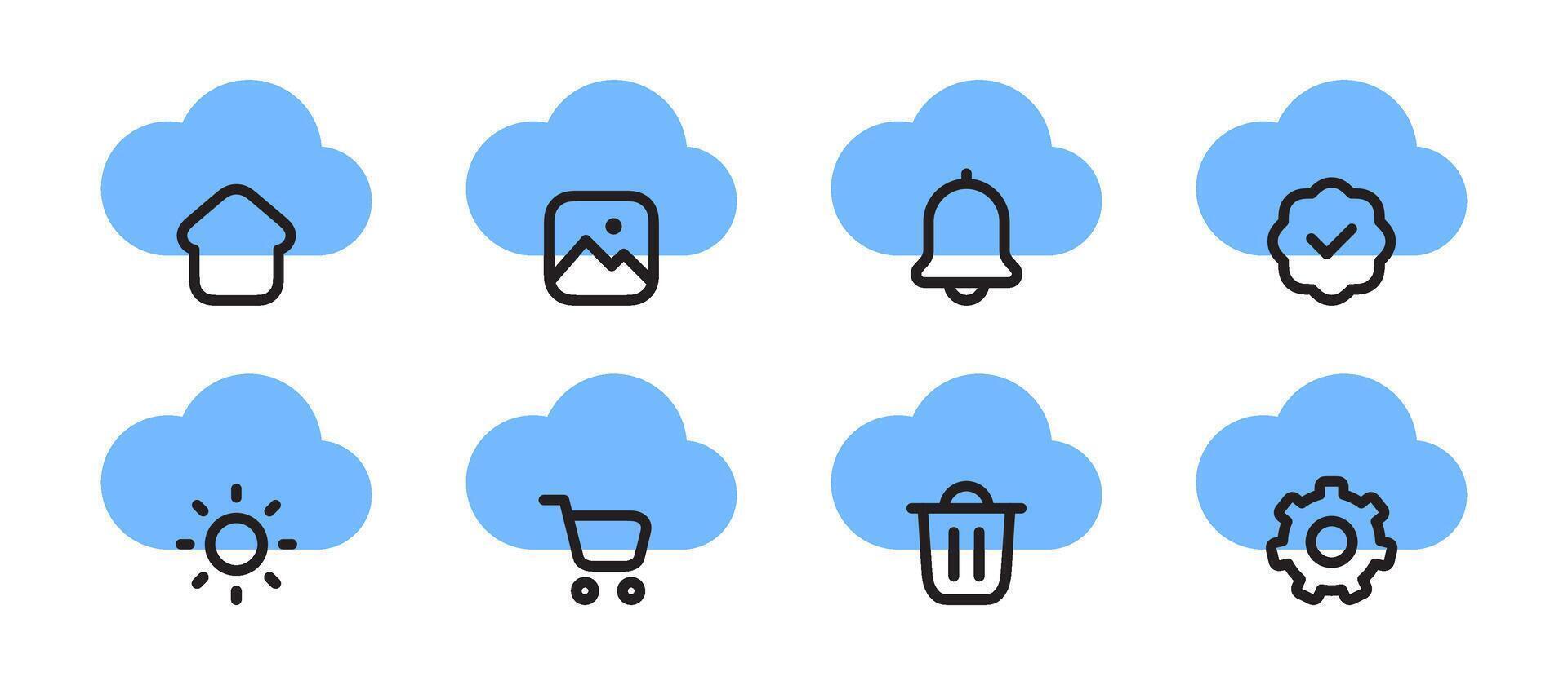nube informática Servicio caracteristicas icono conjunto vector