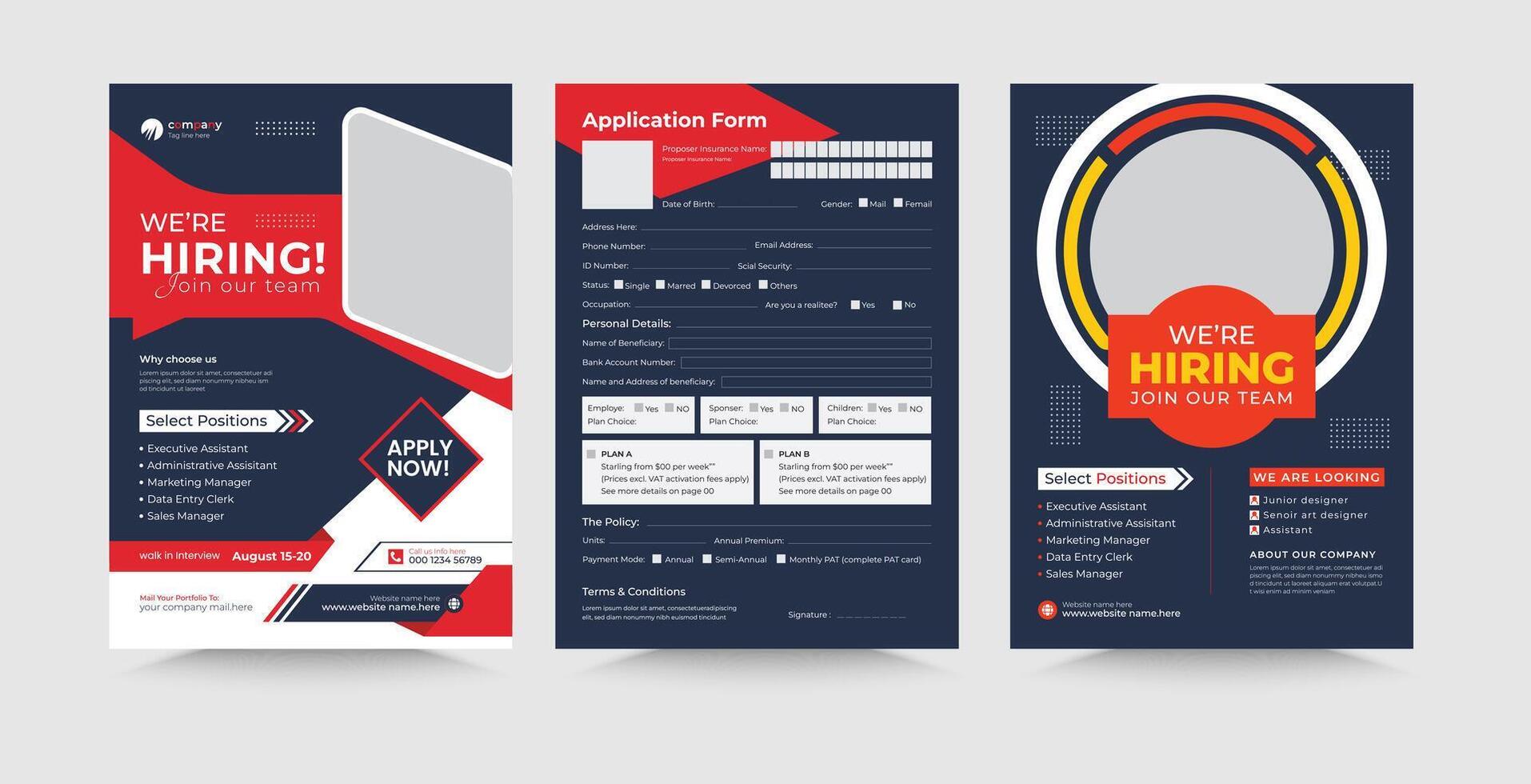 Hiring flyer with application information vector