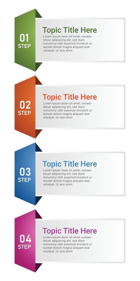 Four step infographic template with colorful numbered boxes vector