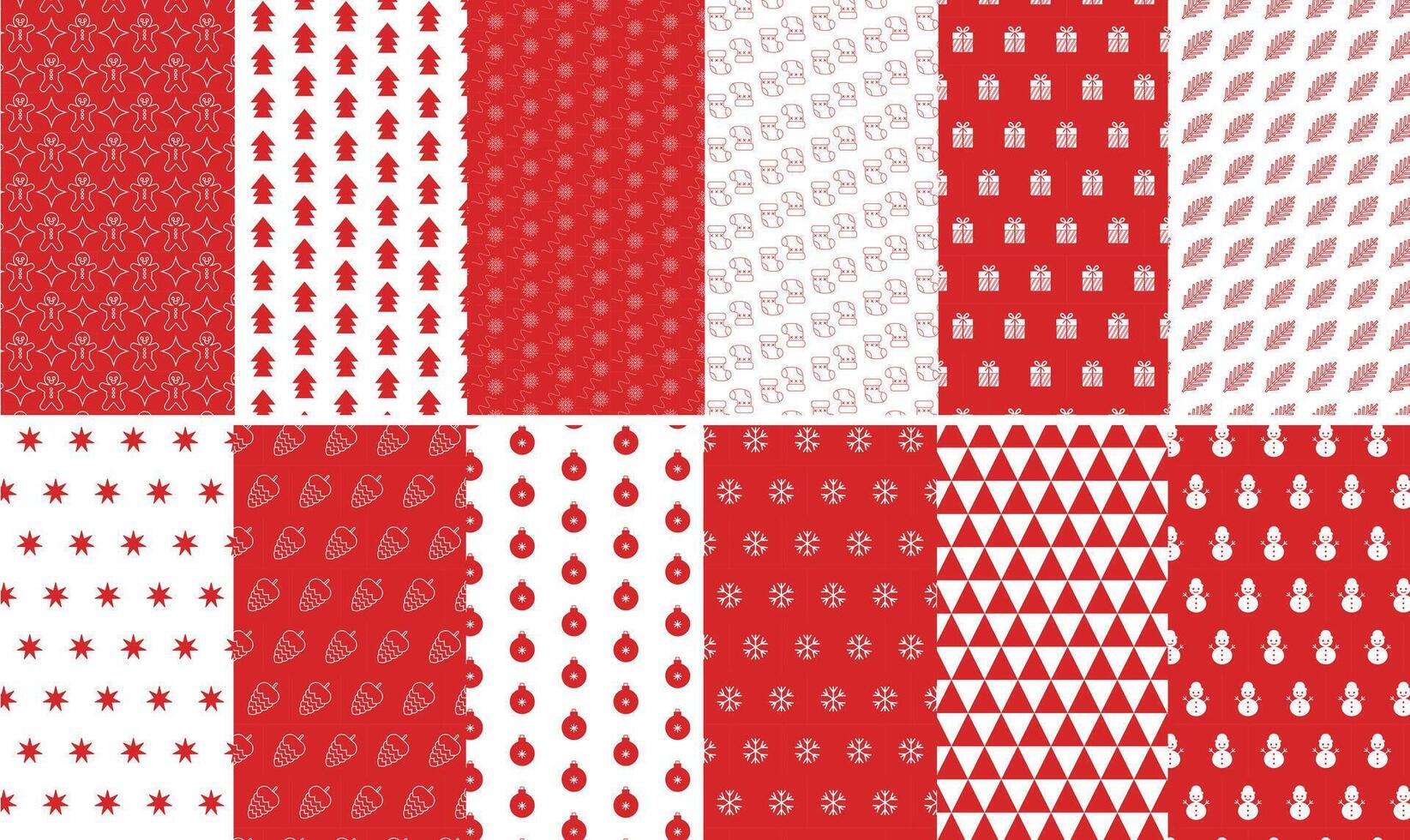 Set of Christmas patterns in a simple minimalist style. Geometric abstract Christmas and new year symbols for wrapping paper, background, fashionable, modern abstract design. vector