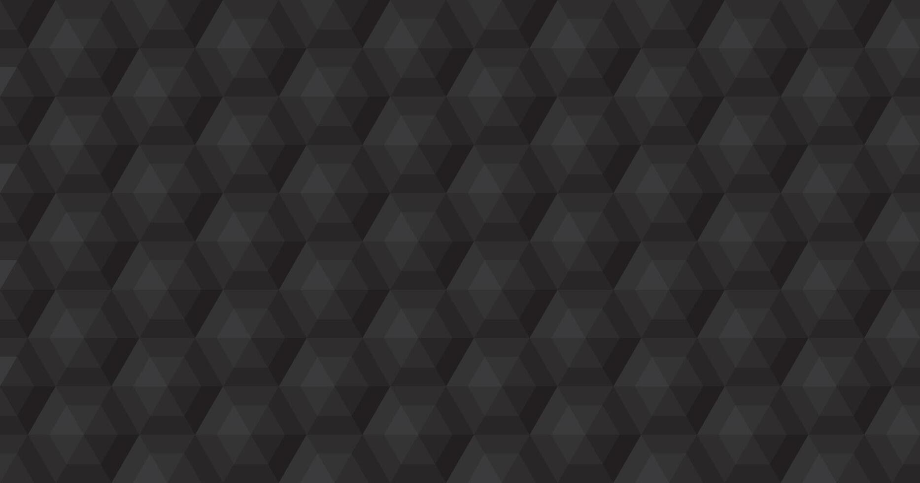 Abstract bas relief black hexagon seamless pattern rectangle background graphic illustration. vector