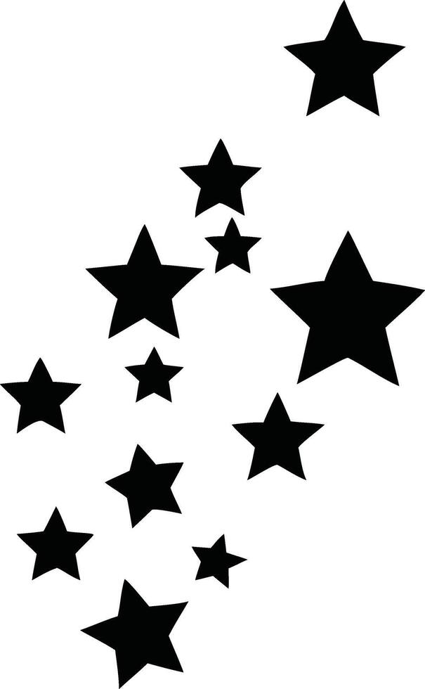 A scattering of simple black stars arranged in a gentle curving pattern vector