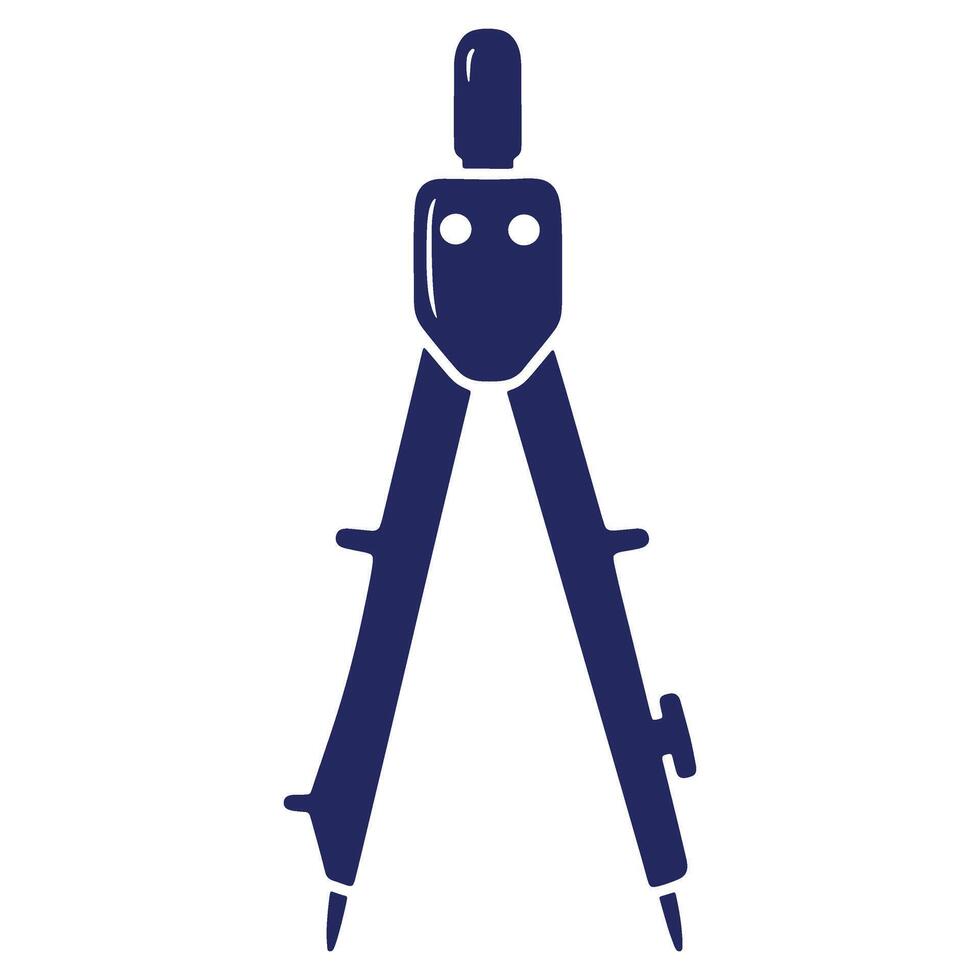 Navy Blue Compass Tool for Geometric Construction and Precision Technical Drawing Symbolizing Accuracy and Measurement in Design and Engineering vector