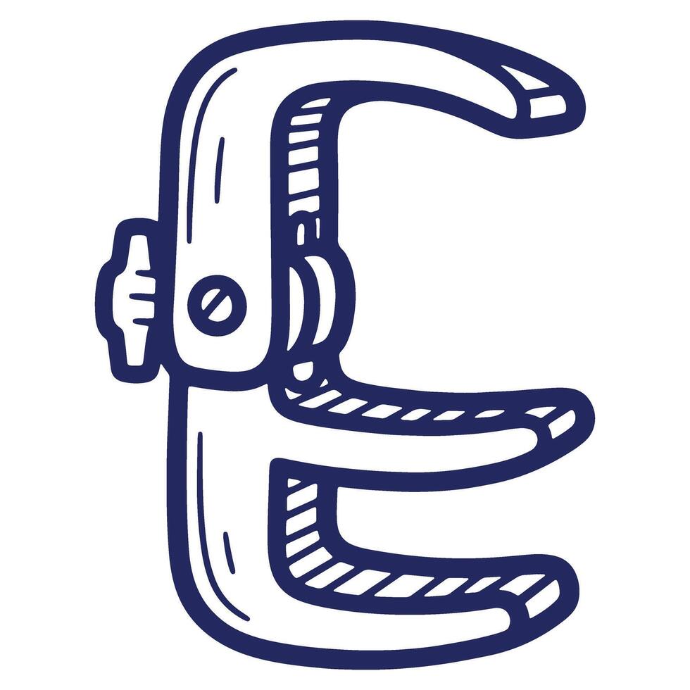 Detailed hand drawn sketch of a clamp or fastener used for various holding applications a versatile tool for woodworking and metalworking projects vector