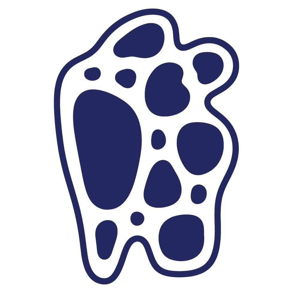 Abstract Blue Graphic Shape with Holes and Curvy Outline on White Background Visual Design Element vector