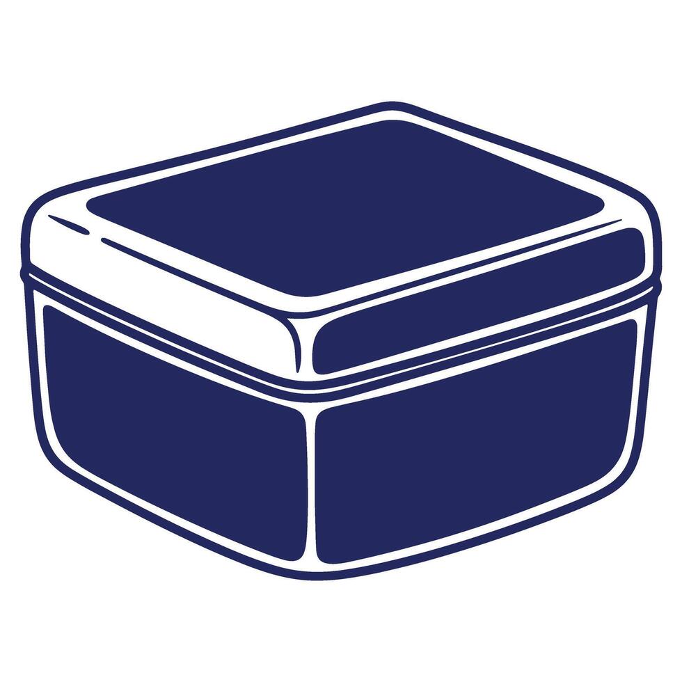 Navy Blue Storage Container or Lunch Box with Rounded Edges and Minimalist Design on White Background vector