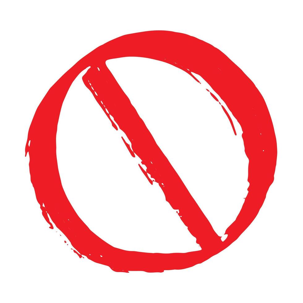 restriction scribble Hand drawn prohibition sign No entry symbol Red circle with cross line clipart in doodle style Ban Restriction Forbidden stop Single element for print, web, design vector