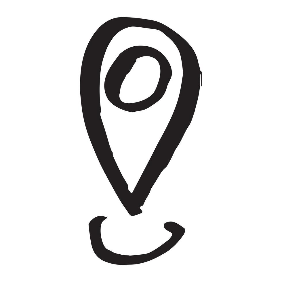 location marker Hand drawn map pin Map marker pointer sign GPS and mapping tools Location pin symbol Pinpoint clipart in doodle style Single element for web, design vector