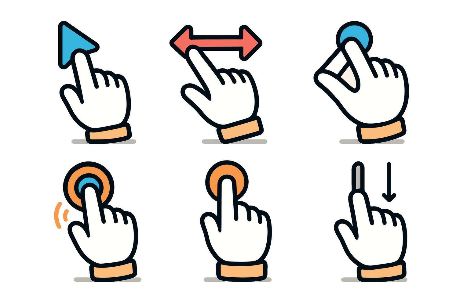 Hand gestures for digital interaction and communication design vector