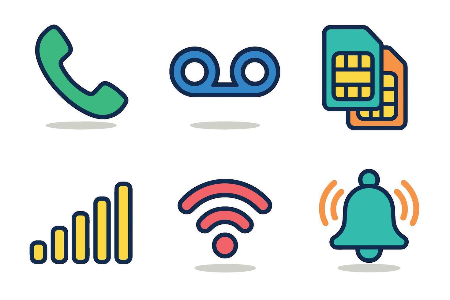 Communication icons representing various phone features and signals vector