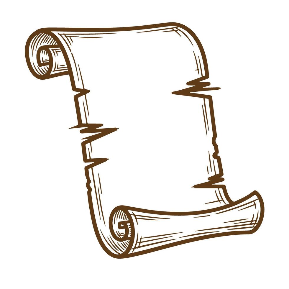 Hand drawn scroll with rolled edges antique style and blank space for text vector