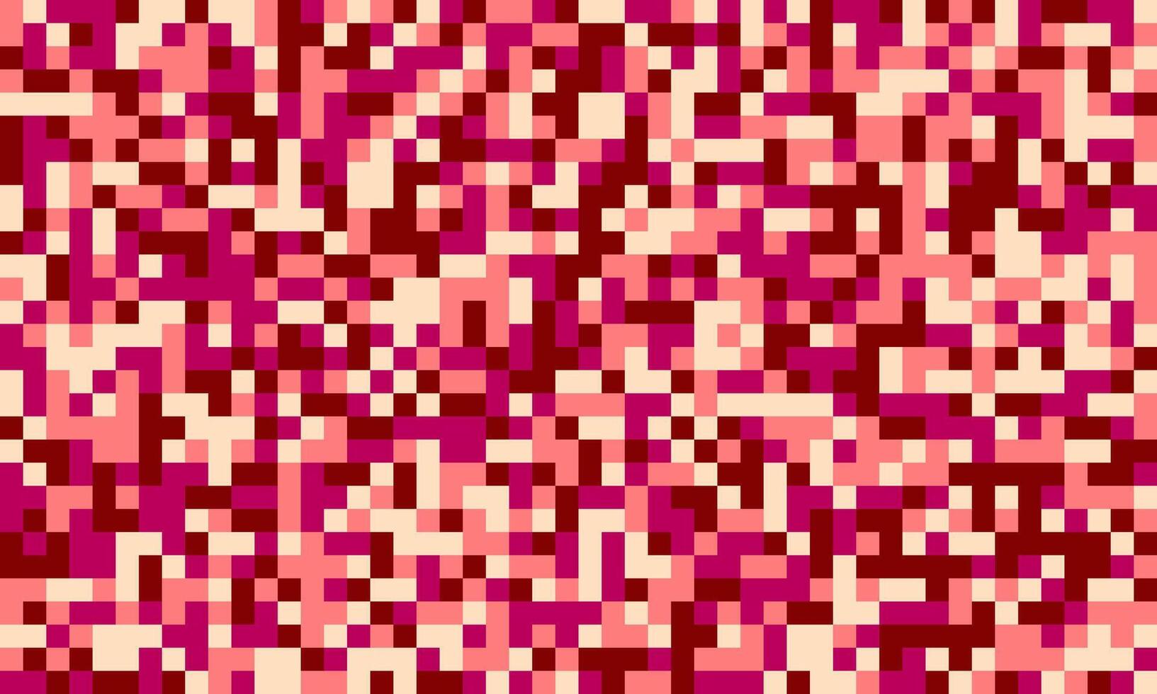 Abstract pixel art background. Warmtoned mosaic of pink, red, and beige squares creates a vibrant, textured pattern ideal for websites, presentations, and design projects. vector