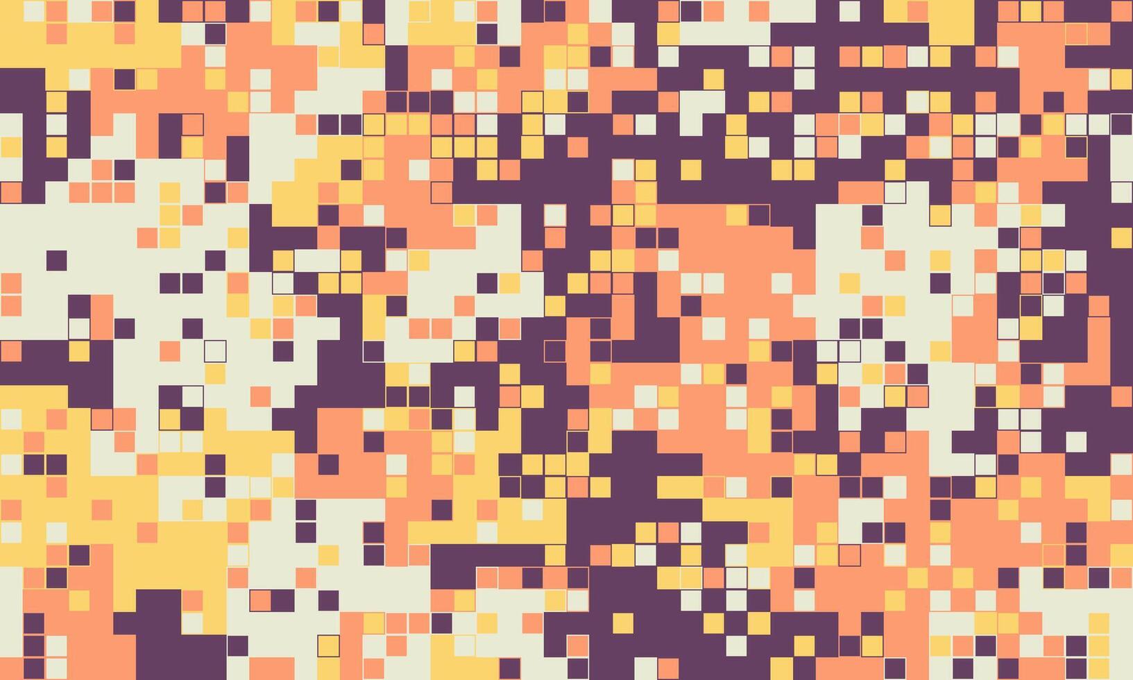 Abstract pixel art background. Warmtoned mosaic of squares creates a dynamic, textured pattern. Perfect for website banners, digital art, presentations, and textile designs. vector