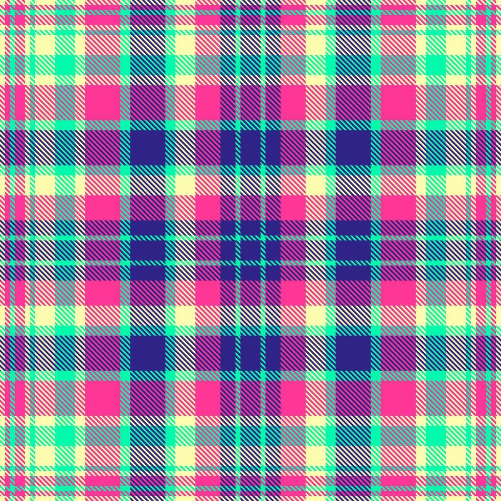 Vibrant tartan pattern. A colorful, eyecatching design suitable for textiles, backgrounds, or creative projects. Classic with a modern, bold twist. vector