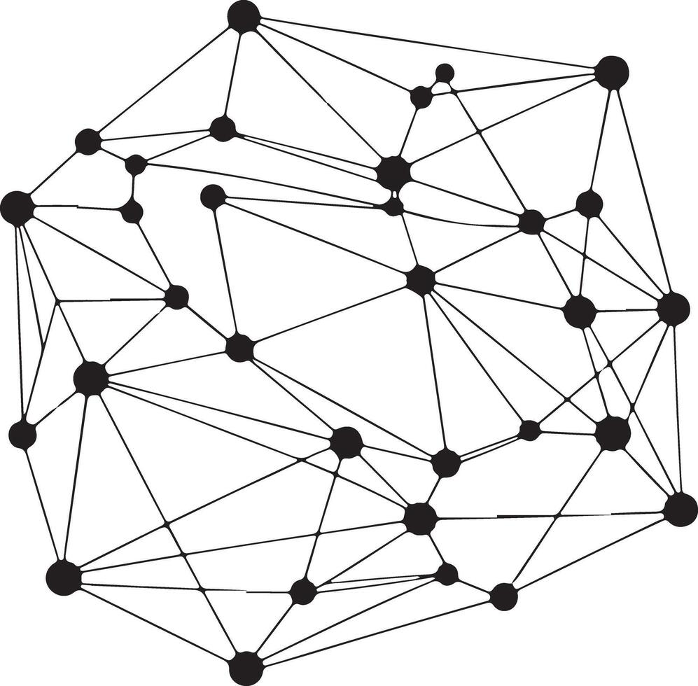 Abstract network of interconnected nodes and lines vector